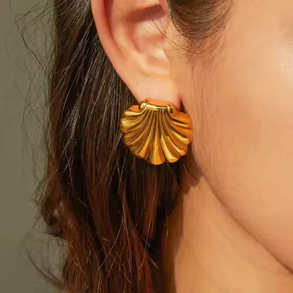[ElanLuxe]Bayside Gold Seashell Earrings