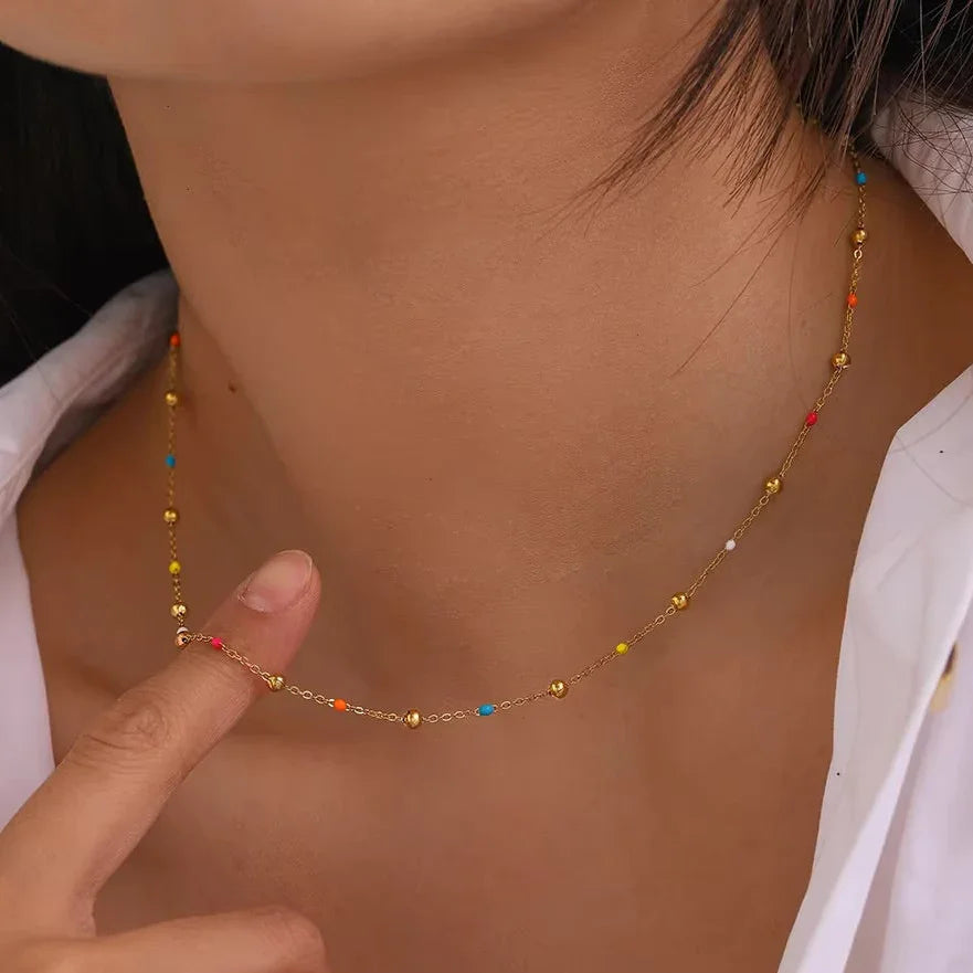 [ElanLuxe]Amphitrite Gold Chain Bead Necklace