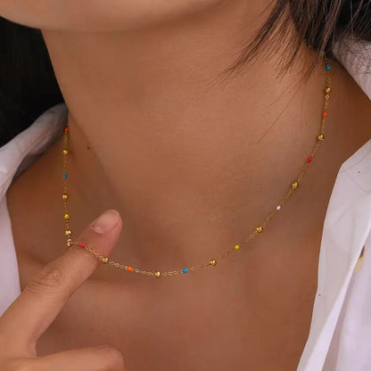 [ElanLuxe]Amphitrite Gold Chain Bead Necklace