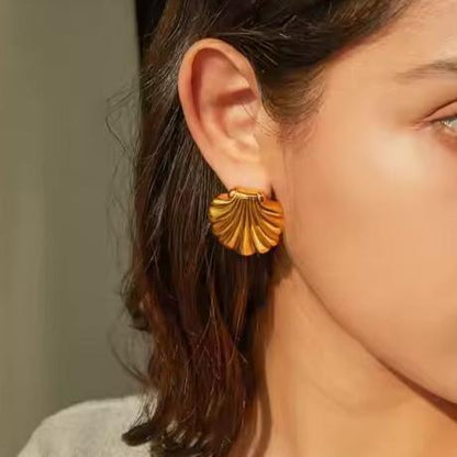 [ElanLuxe]Bayside Gold Seashell Earrings