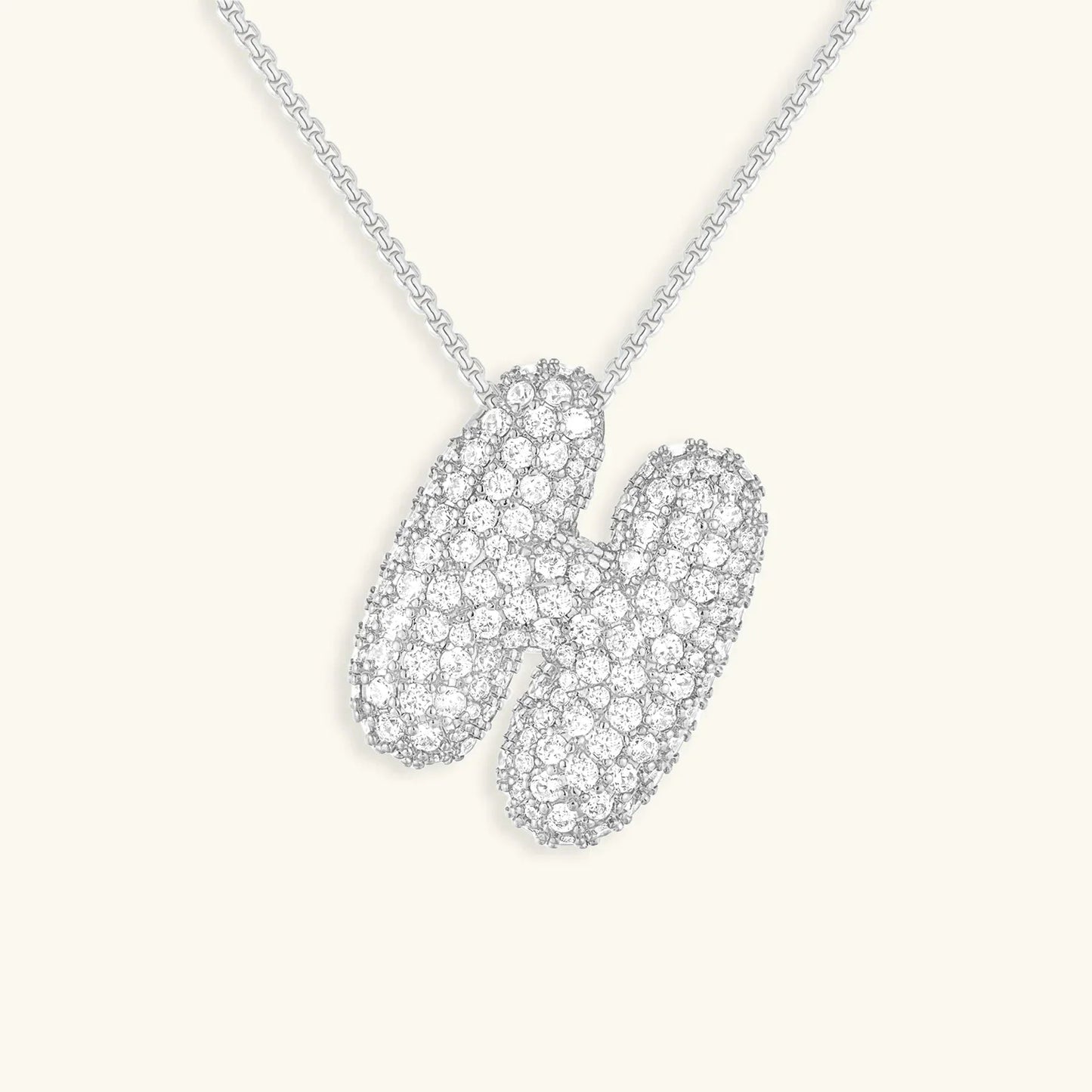 [ElanLuxe]Bubble Initial Diamond Necklace