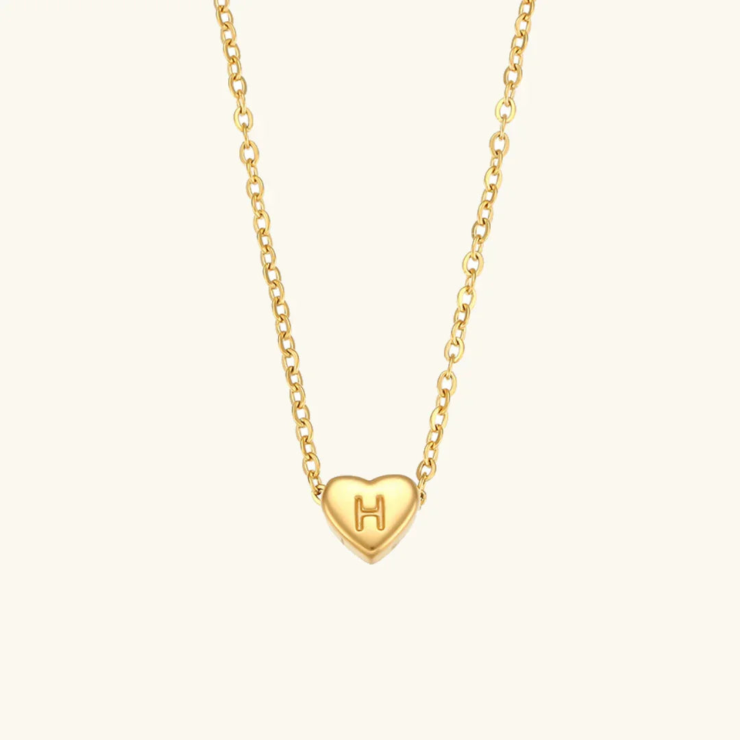 [ElanLuxe]Heart Initial Gold Necklace