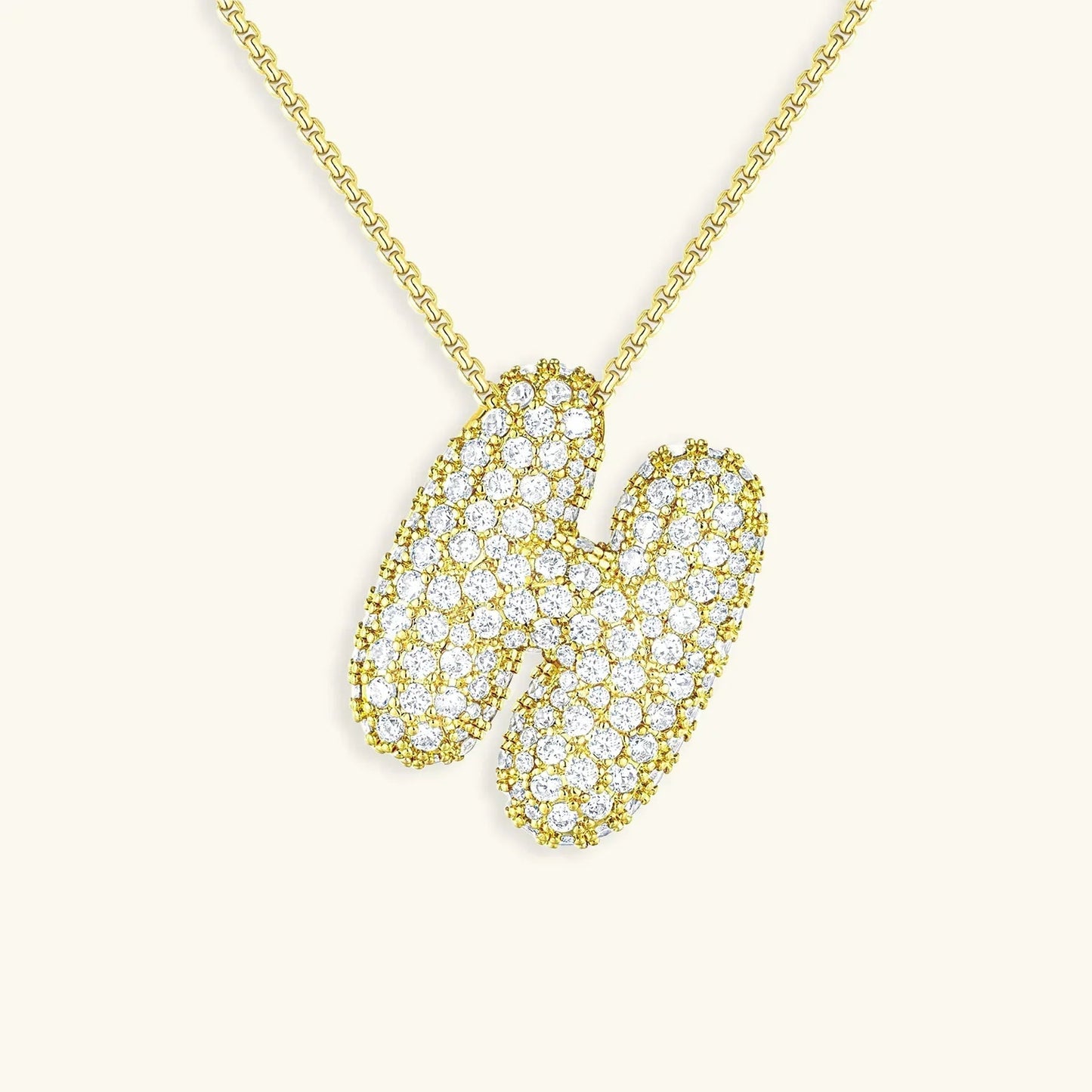 [ElanLuxe]Bubble Initial Diamond Necklace