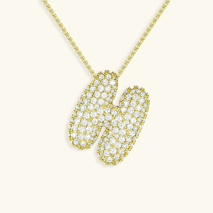 [ElanLuxe]Bubble Initial Diamond Necklace