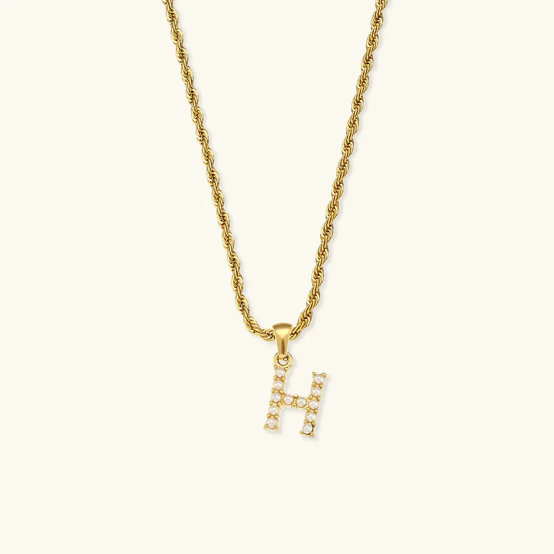 [ElanLuxe]Elodie Initial Letter Pearl Necklace
