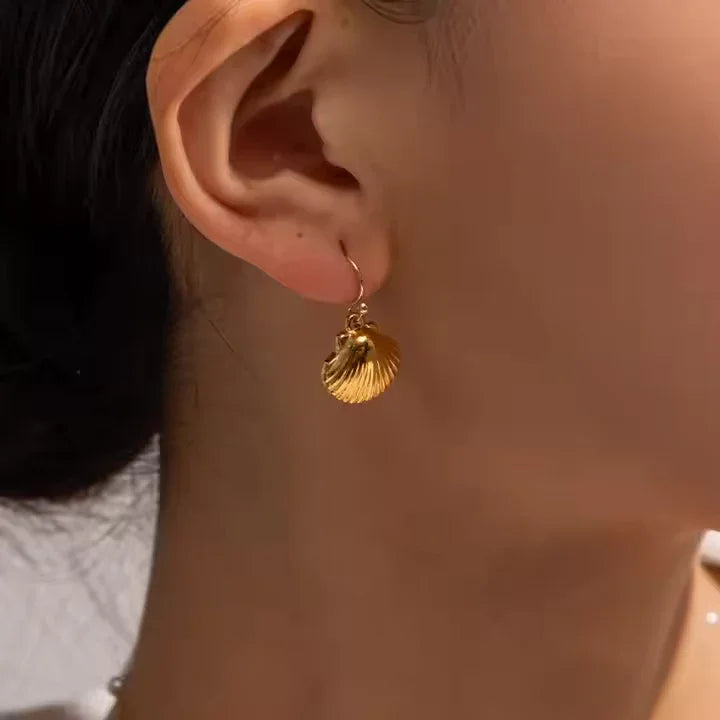 [ElanLuxe]Breeze Gold Seashell Earrings