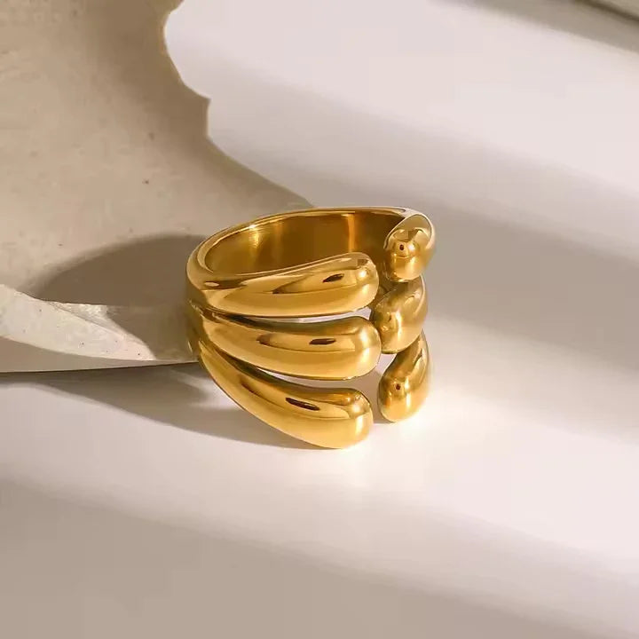 [ElanLuxe]Cassiel Layered Gold Ring