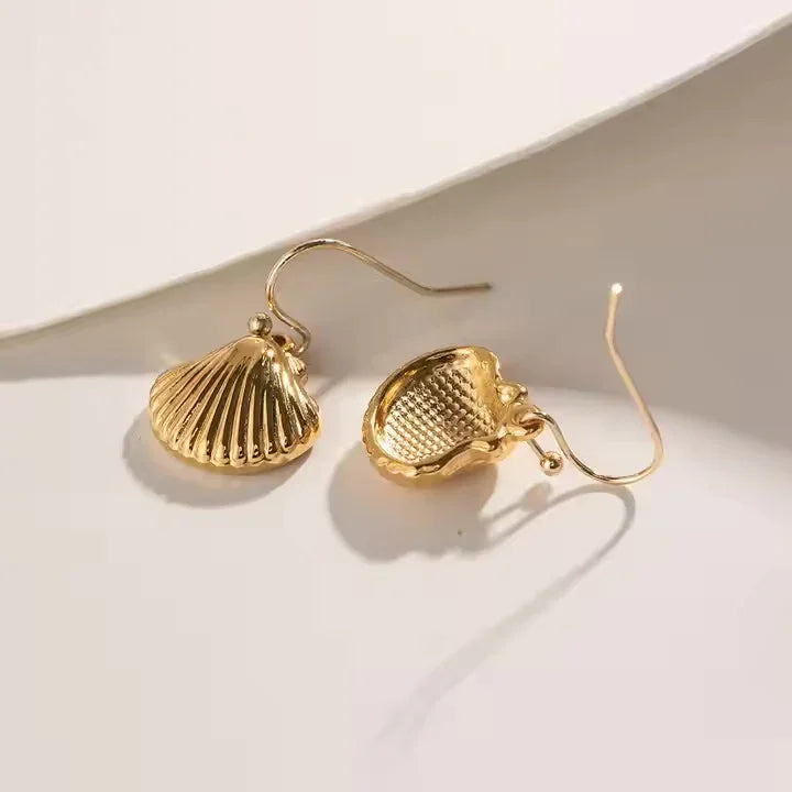[ElanLuxe]Breeze Gold Seashell Earrings