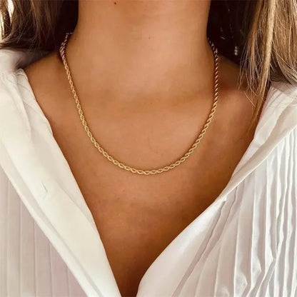 [ElanLuxe]Calle Rope Chain Gold Necklace