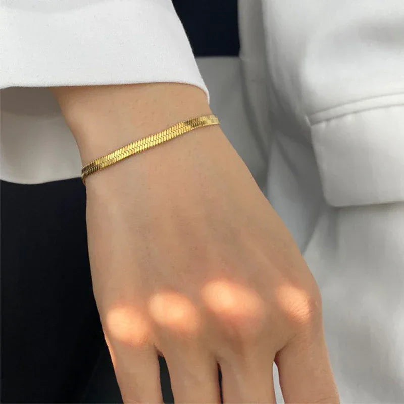 [ElanLuxe]Ellaine Gold Herringbone Bracelet