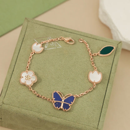 [ElanLuxe Jewelry]LUCKY SPRING BUTTERFLY 5 MOTIF BRACELET