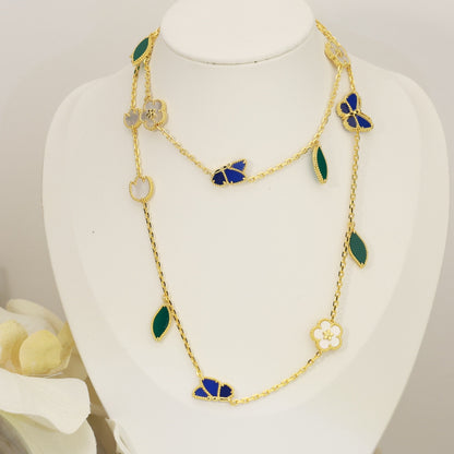 [ElanLuxe Jewerly]LUCKY SPRING BUTTERFLY 15 FLOWER NECKLACE