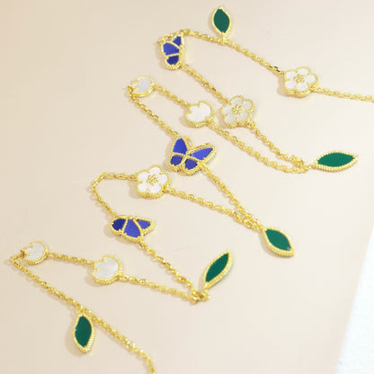 [ElanLuxe Jewerly]LUCKY SPRING BUTTERFLY 15 FLOWER NECKLACE