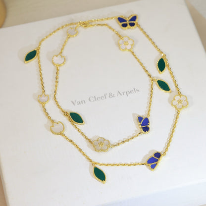 [ElanLuxe Jewerly]LUCKY SPRING BUTTERFLY 15 FLOWER NECKLACE