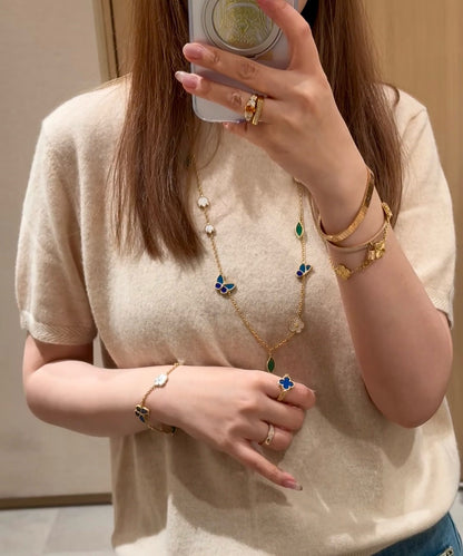 [ElanLuxe Jewerly]LUCKY SPRING BUTTERFLY 15 FLOWER NECKLACE