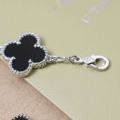 [ElanLuxe Jewelry]CLOVER 5 MOTIF ONYXS  BRACELET SILVER