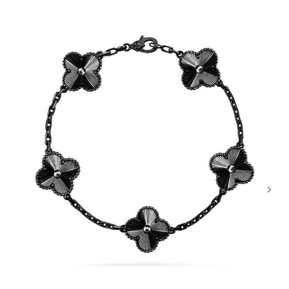 [ElanLuxe Jewelry]CLOVER 5 MOTIF BLACK BRACELET