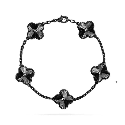 [ElanLuxe Jewelry]CLOVER 5 MOTIF BLACK BRACELET