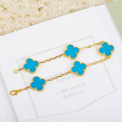 [ElanLuxe Jewelry]CLOVER 5 MOTIFS TURQUOISE BRACELET