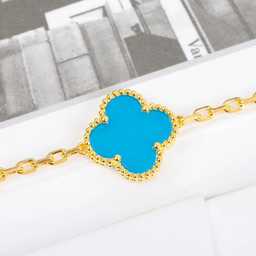 [ElanLuxe Jewelry] CLOVER 5 MOTIF TURQUOISE BRACELET COLLECTION