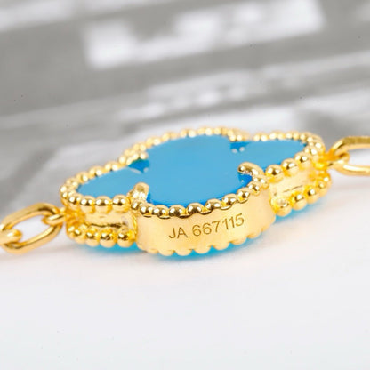 [ElanLuxe Jewelry]CLOVER 5 MOTIFS TURQUOISE BRACELET