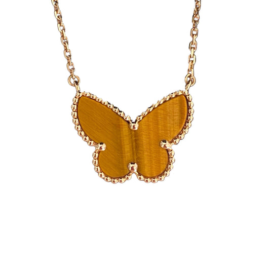 [ElanLuxe Jewelry] TIGER__ EYE BUTTERFLY NECKLACE