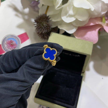 [ElanLuxe Jewelry]CLOVER RIVERSIBLE BLUE AGATE RING