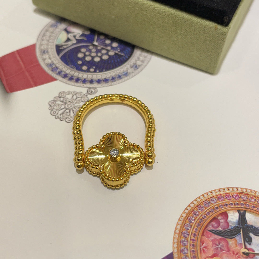 [ElanLuxe Jewelry]CLOVER RIVERSIBLE BLUE AGATE RING