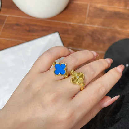 [ElanLuxe Jewelry]CLOVER RIVERSIBLE BLUE AGATE RING