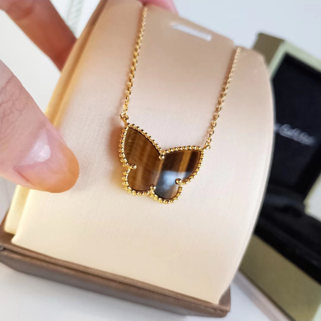 [ElanLuxe Jewelry] TIGER__ EYE BUTTERFLY NECKLACE