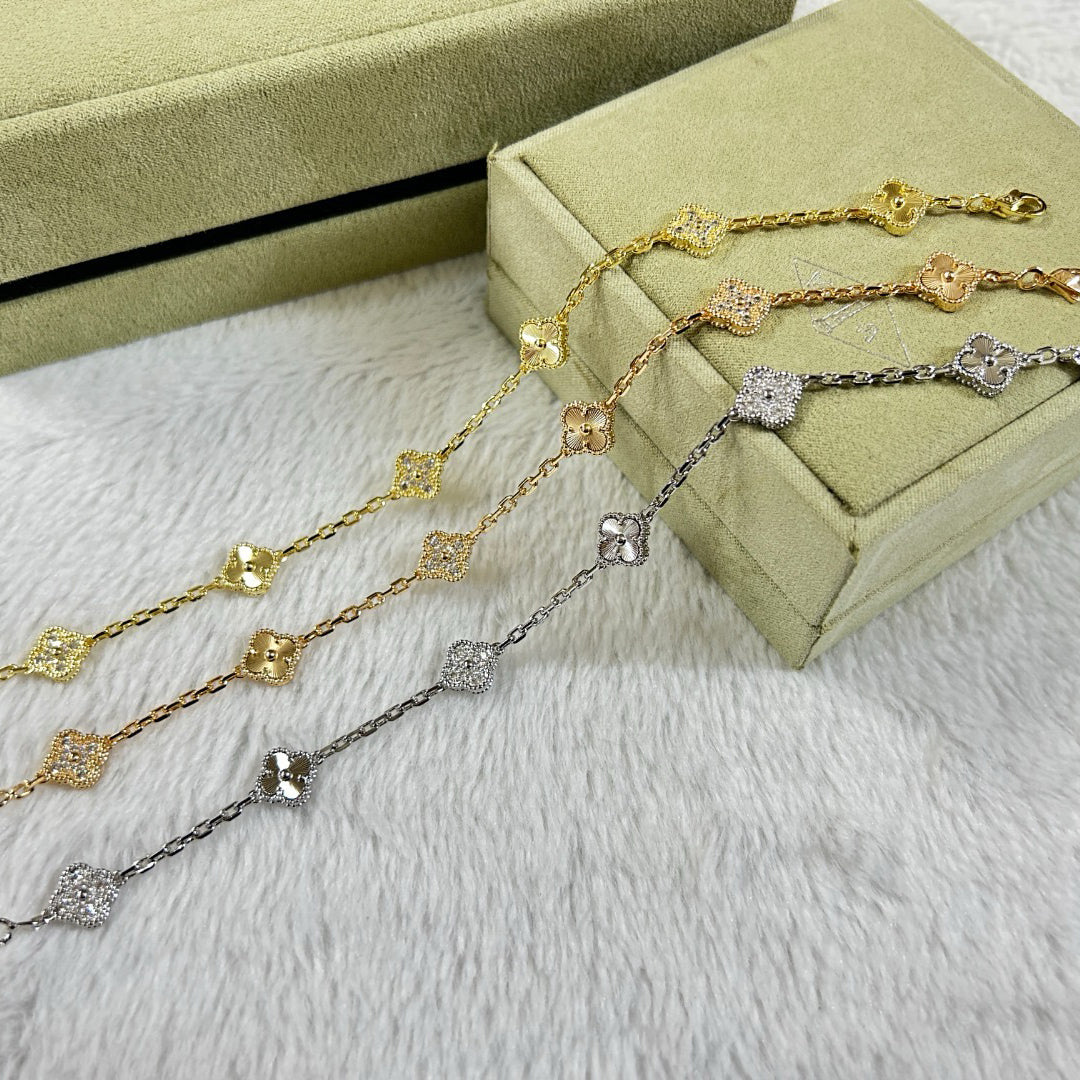 [ElanLuxe Jewelry]CLOVER 6 MOTIF DIAMOND LASER BRACELET