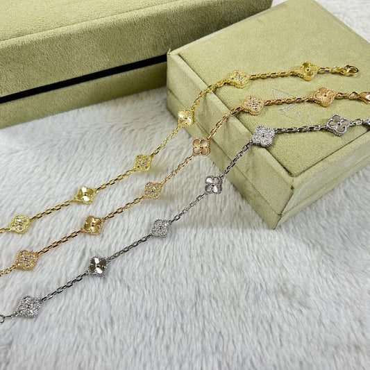 [ElanLuxe Jewelry]CLOVER 6 MOTIF DIAMOND LASER BRACELET