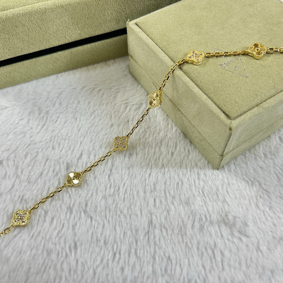 [ElanLuxe Jewelry]CLOVER 6 MOTIF DIAMOND LASER BRACELET