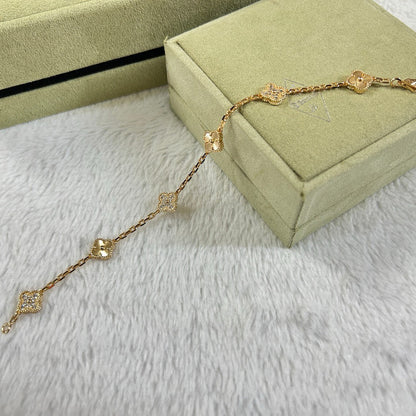 [ElanLuxe Jewelry]CLOVER 6 MOTIF DIAMOND LASER BRACELET