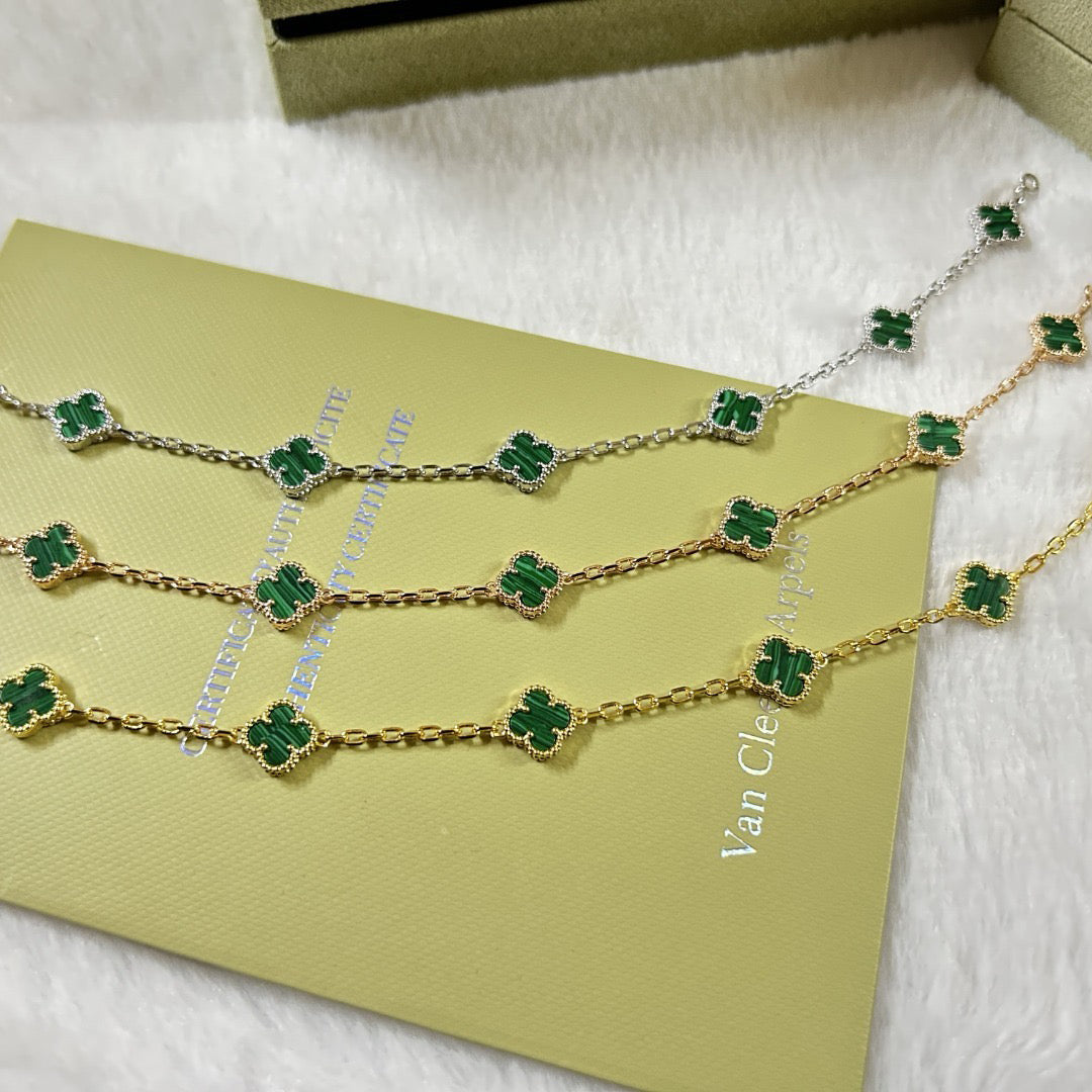[ElanLuxe Jewelry]CLOVER 6 MOTIF MALACHITE BRACELET