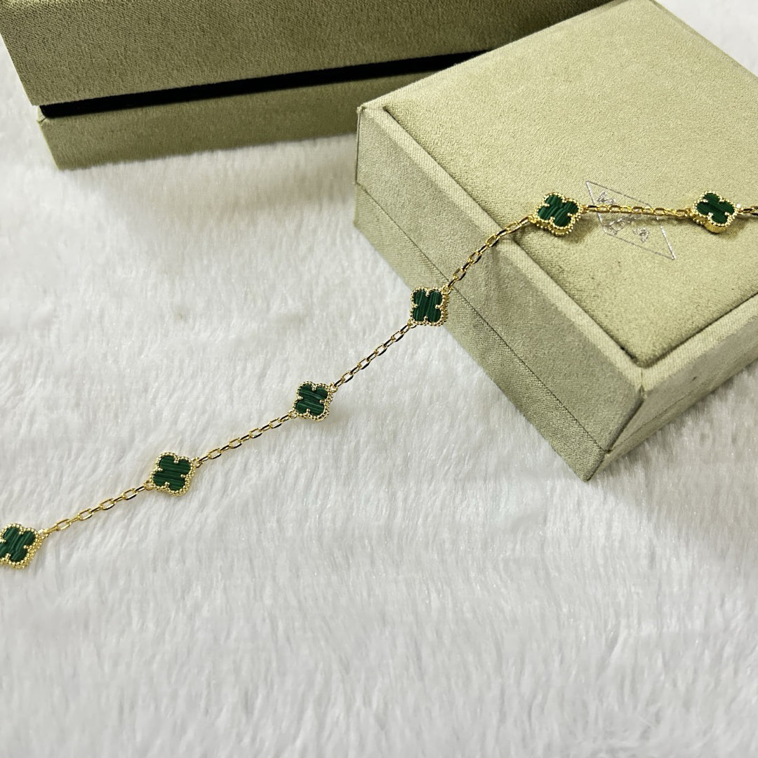 [ElanLuxe Jewelry]CLOVER 6 MOTIF MALACHITE BRACELET
