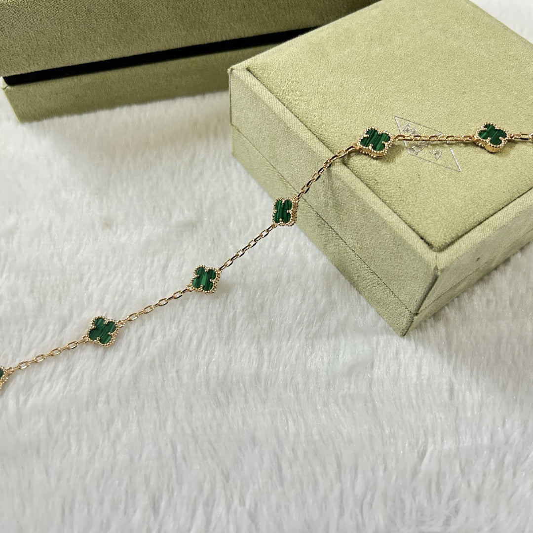 [ElanLuxe Jewelry]CLOVER 6 MOTIF MALACHITE BRACELET