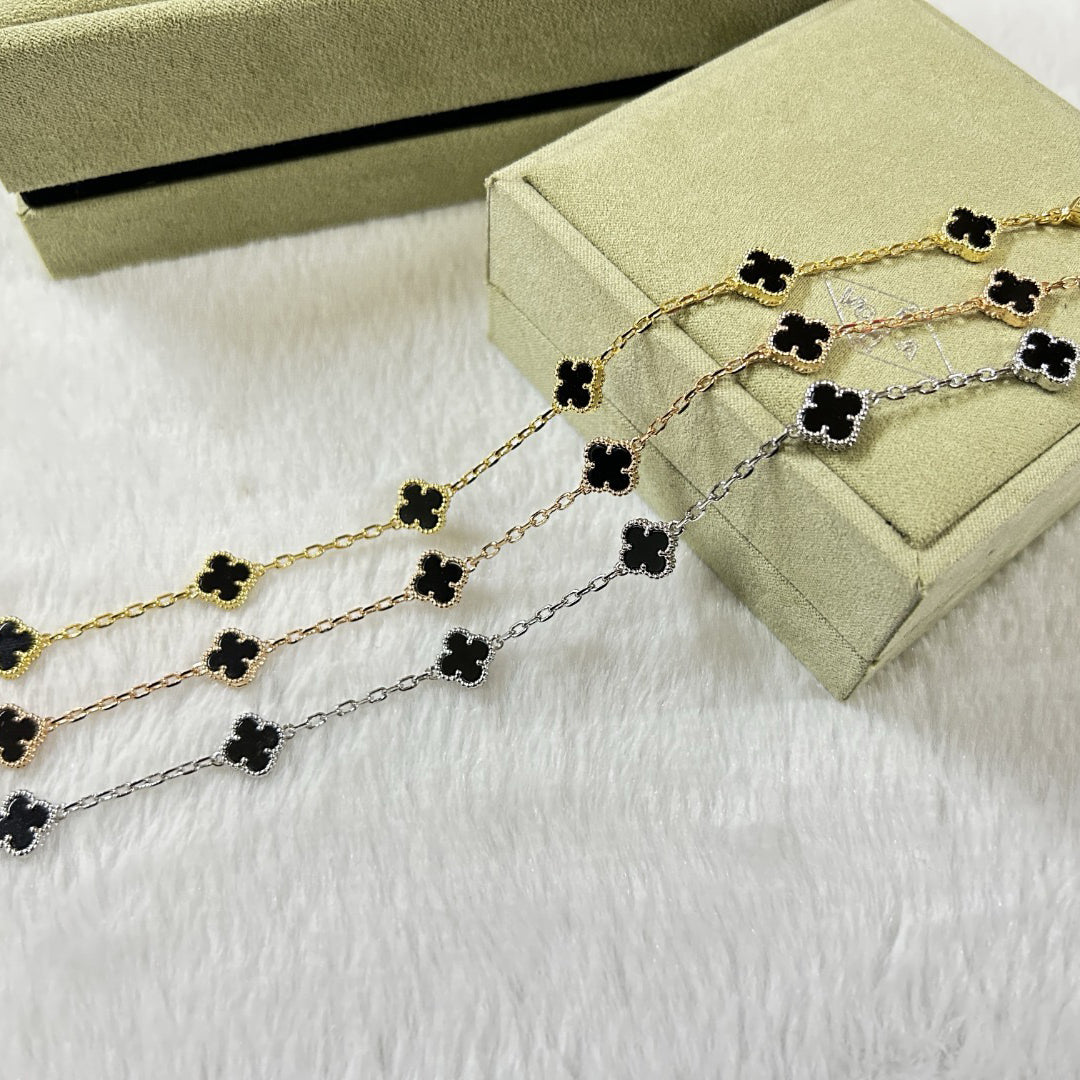 [ElanLuxe Jewelry]CLOVER 6 MOTIF  ONYXS BRACELET