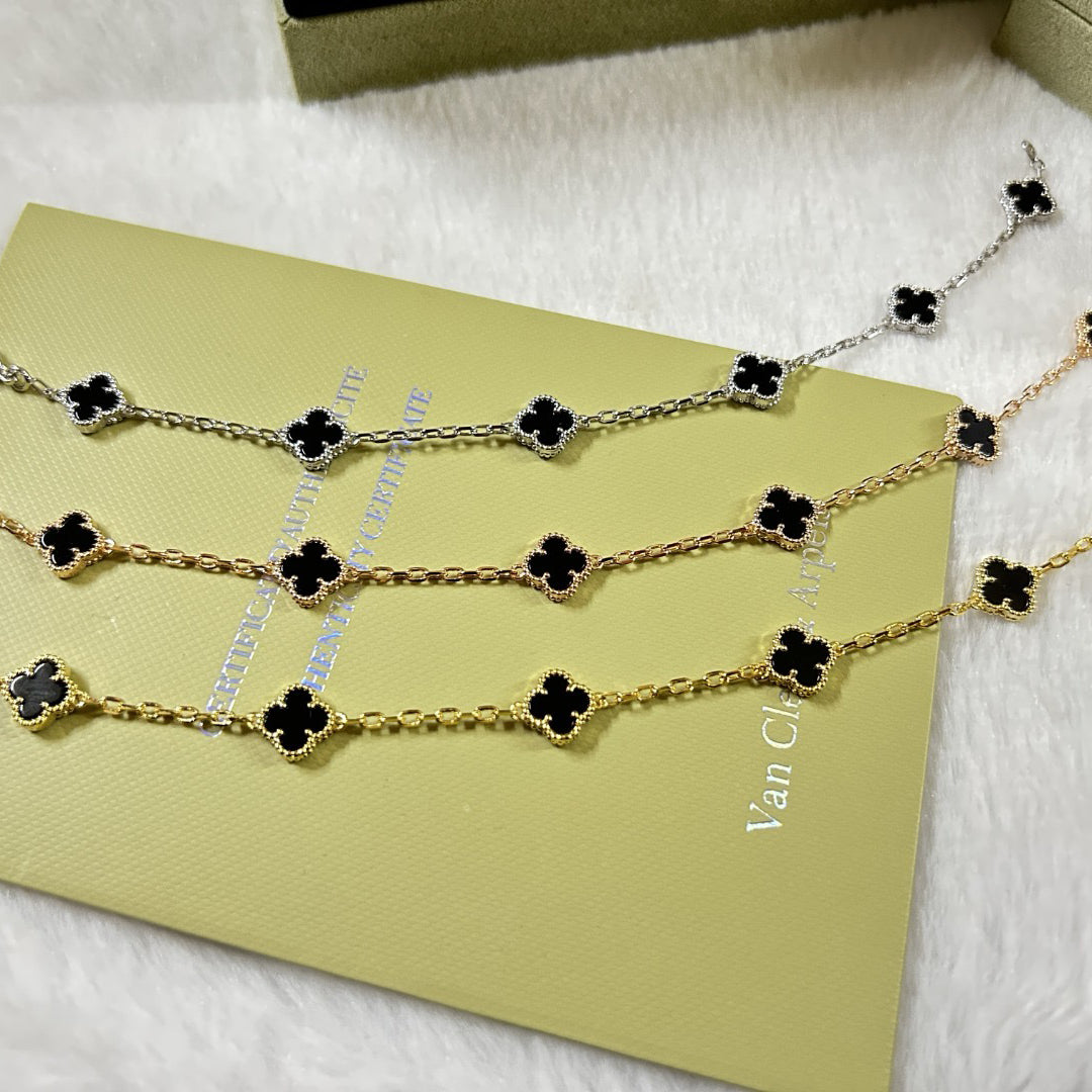 [ElanLuxe Jewelry]CLOVER 6 MOTIF  ONYXS BRACELET