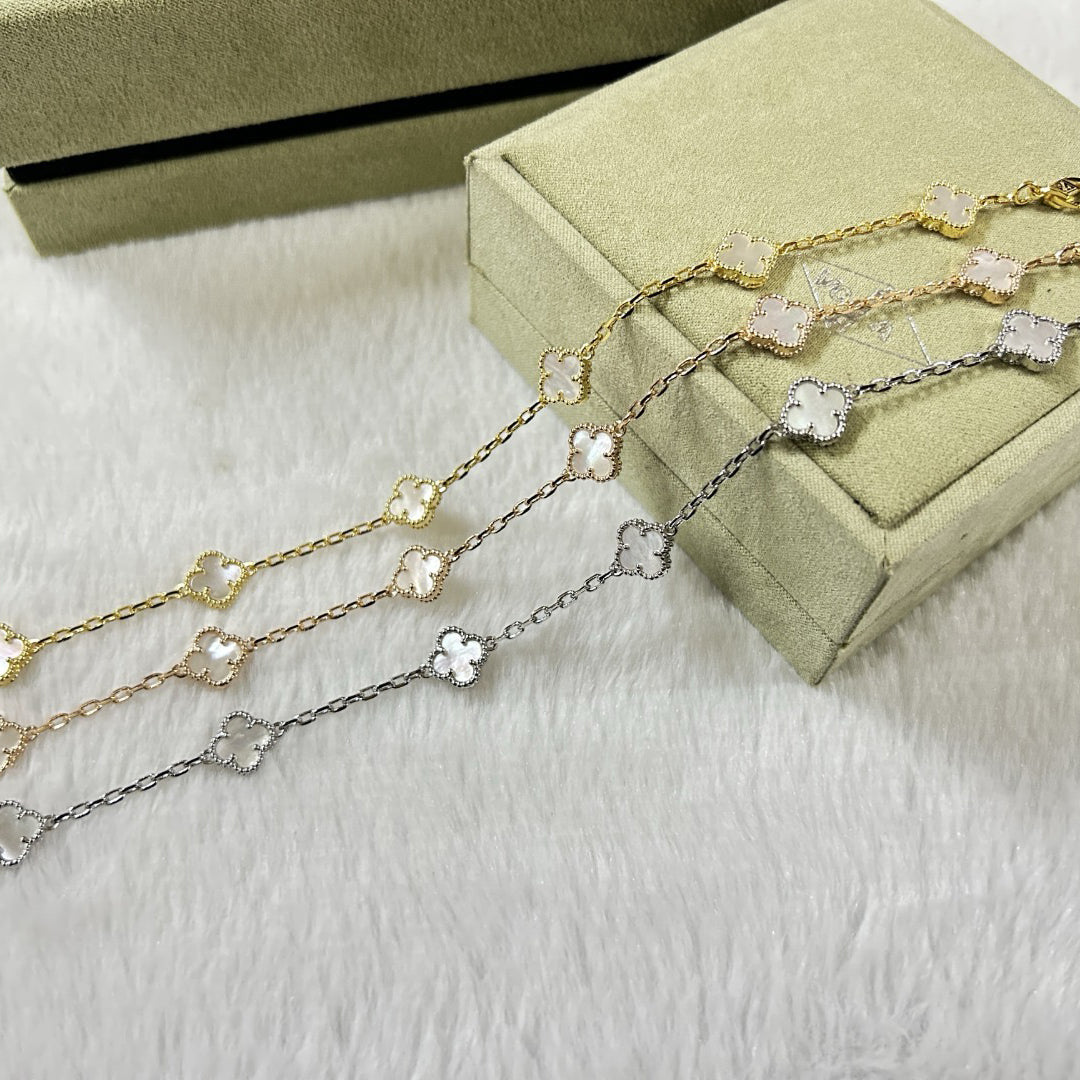 [ElanLuxe Jewelry]CLOVER 6 MOTIF WHITE MOP BRACELET