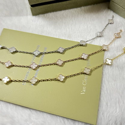 [ElanLuxe Jewelry]CLOVER 6 MOTIF WHITE MOP BRACELET