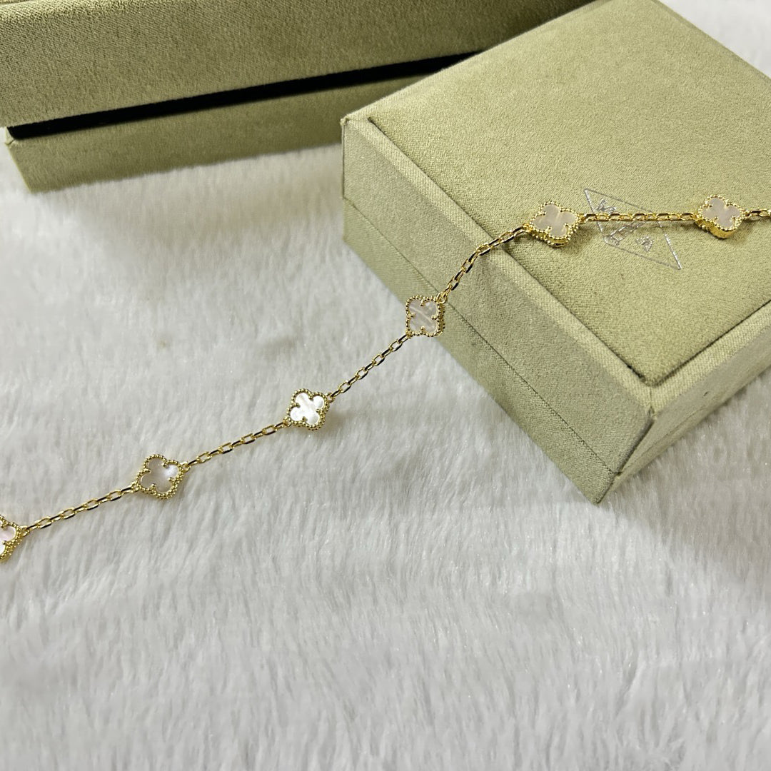 [ElanLuxe Jewelry]CLOVER 6 MOTIF WHITE MOP BRACELET