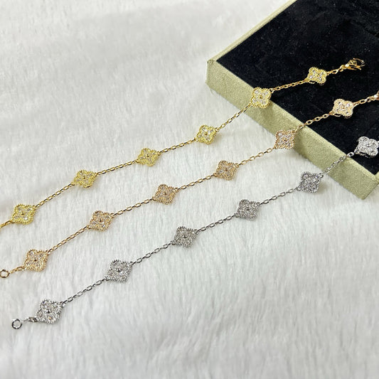 [ElanLuxe Jewelry]CLOVER 6 MOTIF DIAMOND BRACELET
