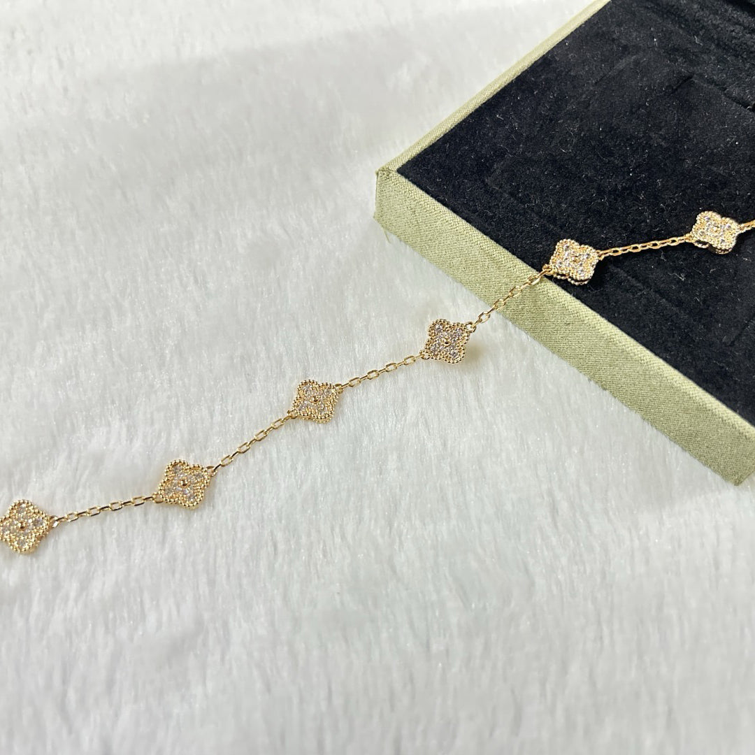 [ElanLuxe Jewelry]CLOVER 6 MOTIF DIAMOND BRACELET
