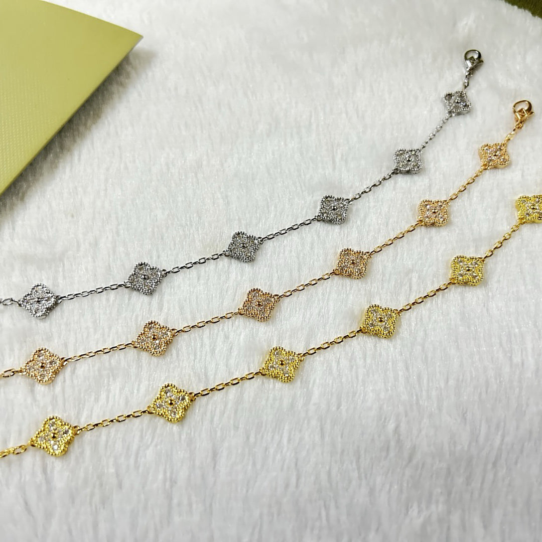 [ElanLuxe Jewelry]CLOVER 6 MOTIF DIAMOND BRACELET