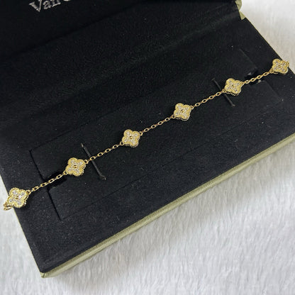 [ElanLuxe Jewelry]CLOVER 6 MOTIF DIAMOND BRACELET