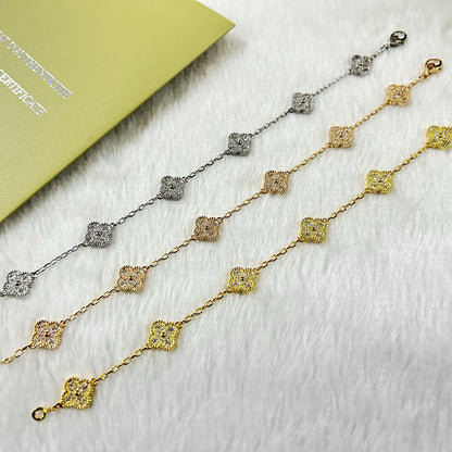 [ElanLuxe Jewelry]CLOVER 6 MOTIF DIAMOND BRACELET
