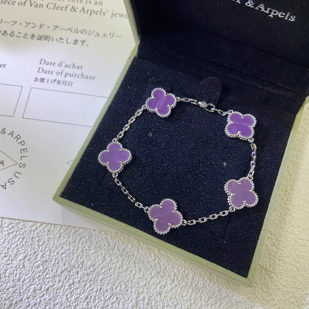 [ElanLuxe Jewelry] CLOVER 5 MOTIF VIOLET BRACELET COLLECTION