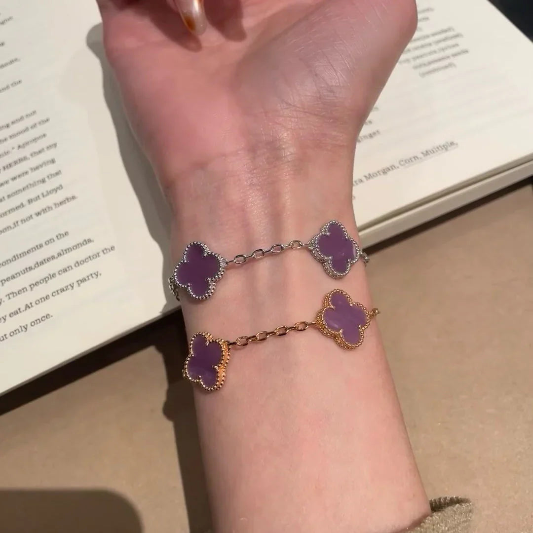 [ElanLuxe Jewelry] CLOVER 5 MOTIF VIOLET BRACELET COLLECTION