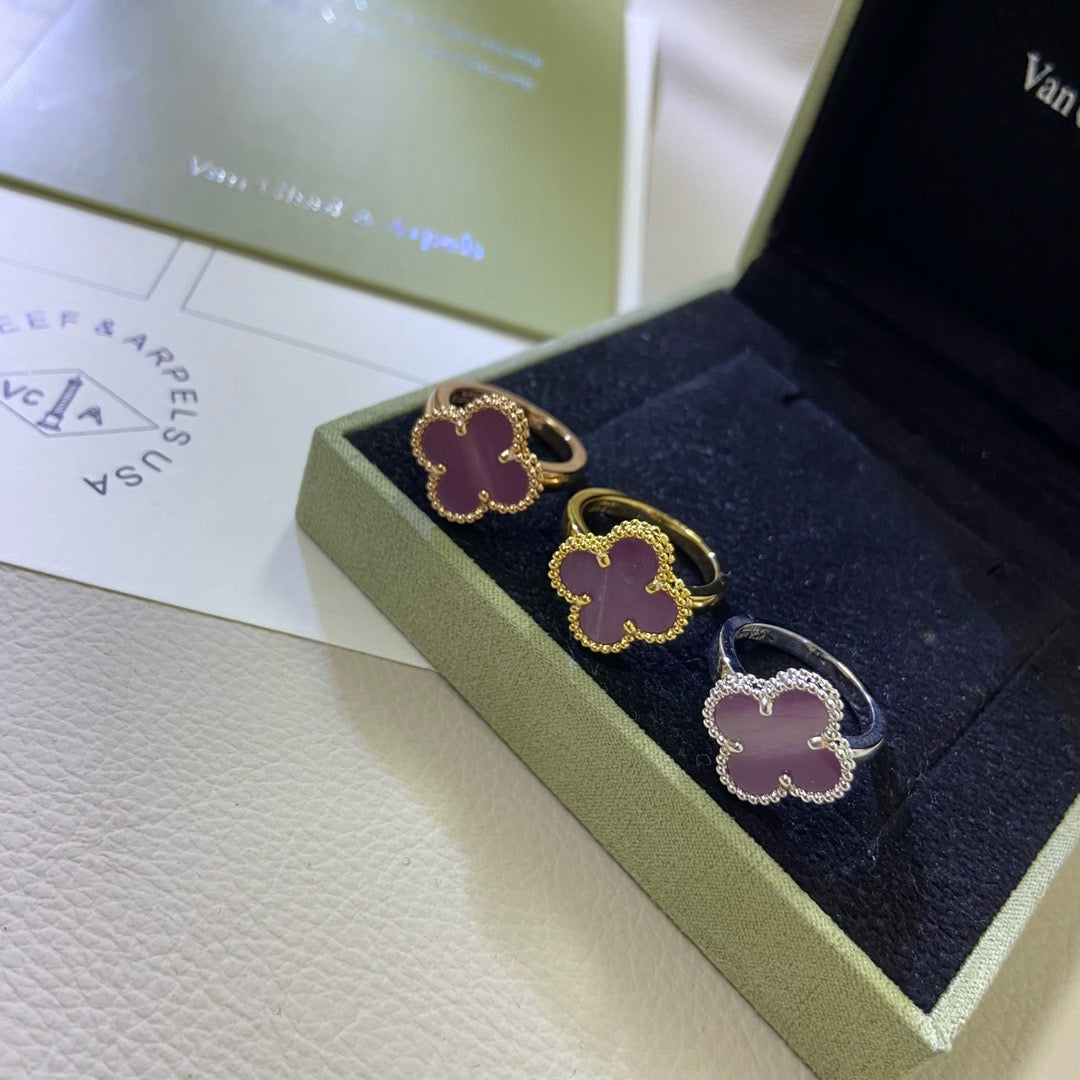 [ElanLuxe Jewelry]CLOVER  PURPLE VIOLET RING